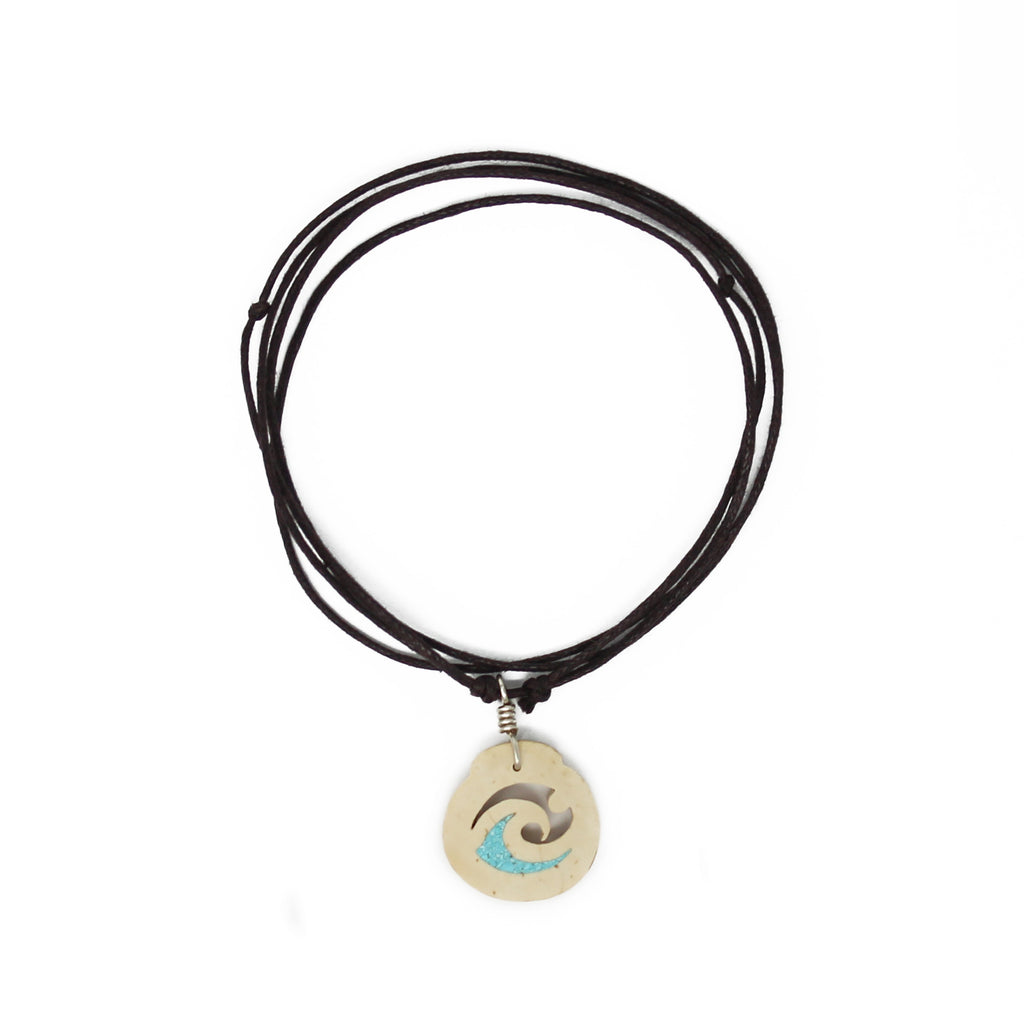 Surfer necklace 498 with Coconut wood and Natural stone 45cm 4.4mm